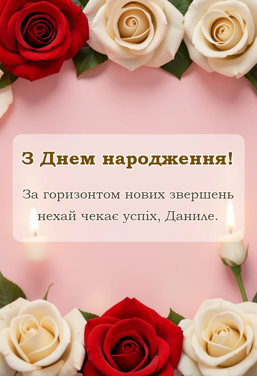 унікальна листівка - привітання з днем народження данилу