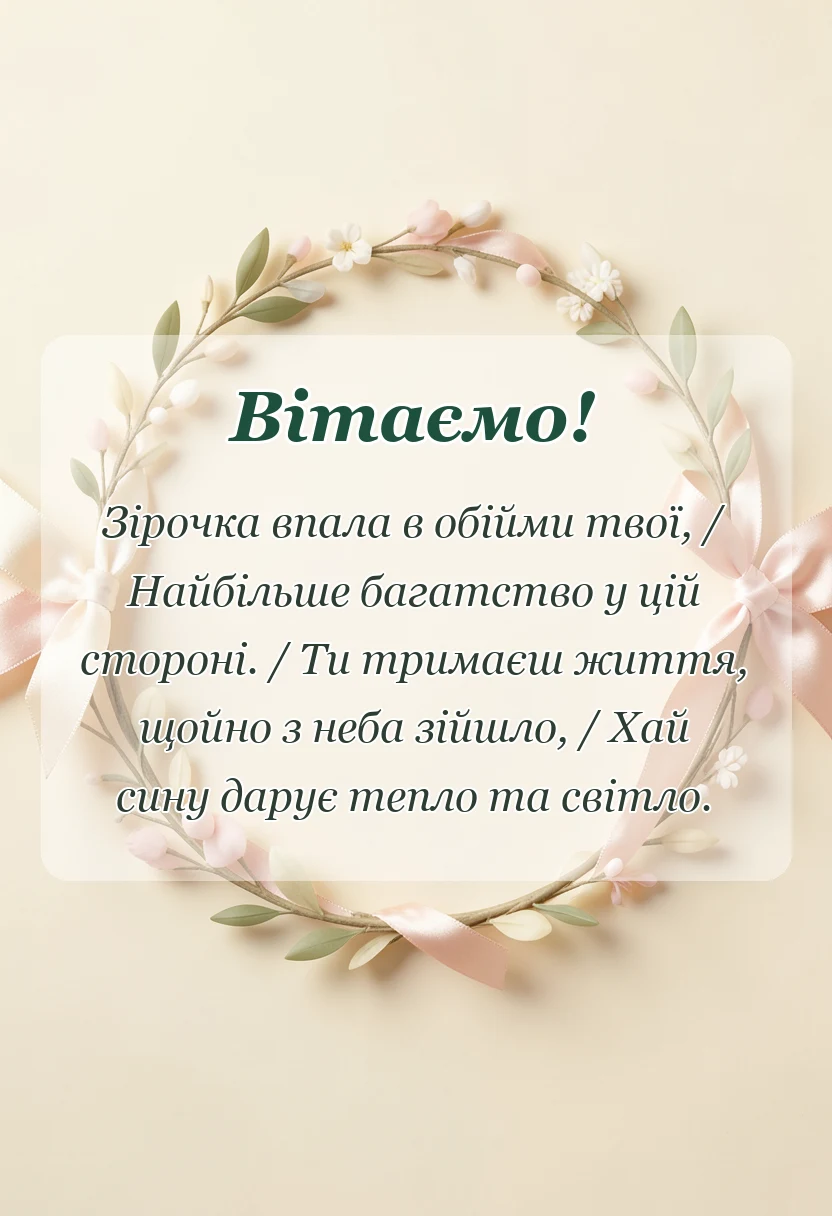 красива листівка: привітання з народженням сина