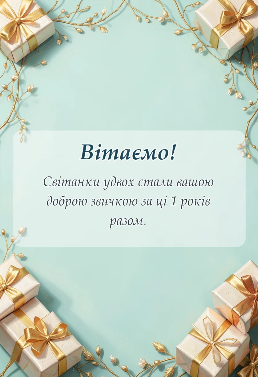 унікальна листівка - привітання з річницею весілля 1 рік ситцеве весілля