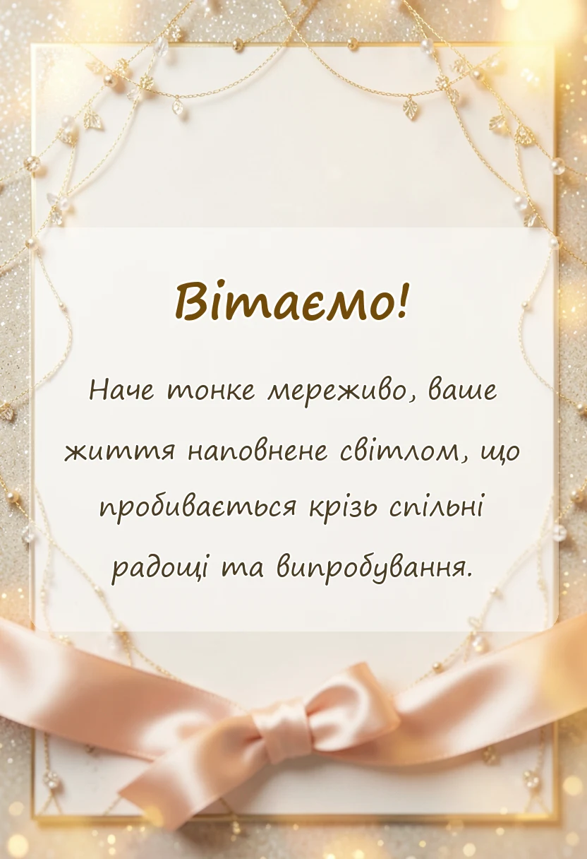 листівка з побажанням - привітання на мереживне весілля