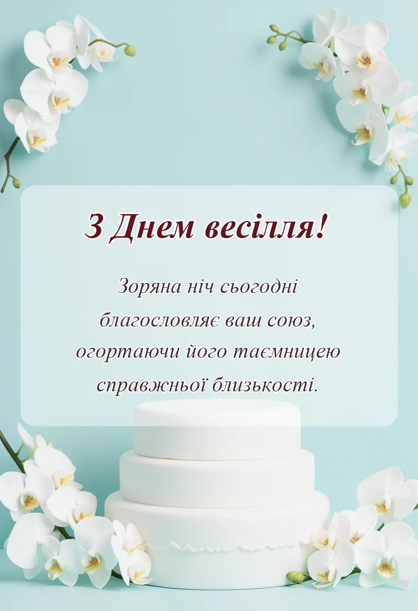 листівка з побажанням - привітання з весіллям в прозі