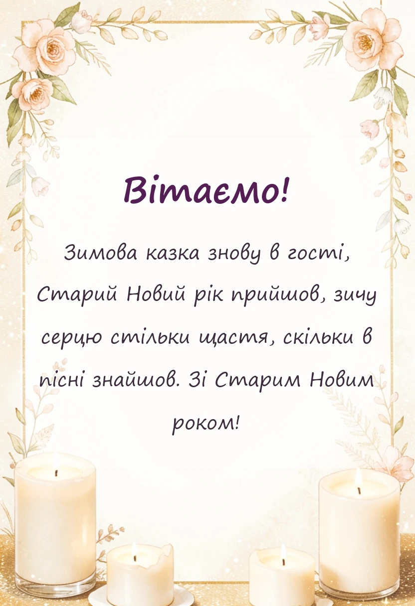 вітальна листівка - привітання зі старим новим роком українською мовою