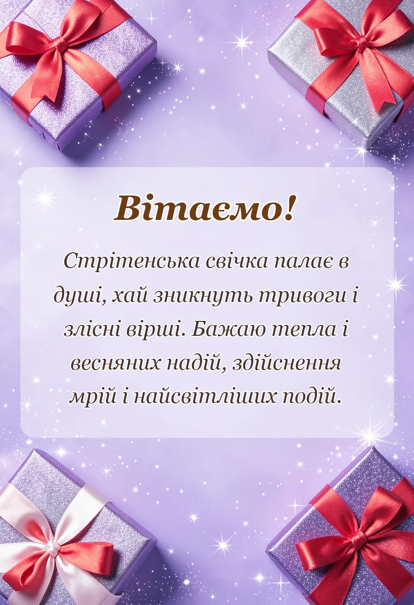 вітальна листівка - привітання зі стрітенням господнім своїми словами