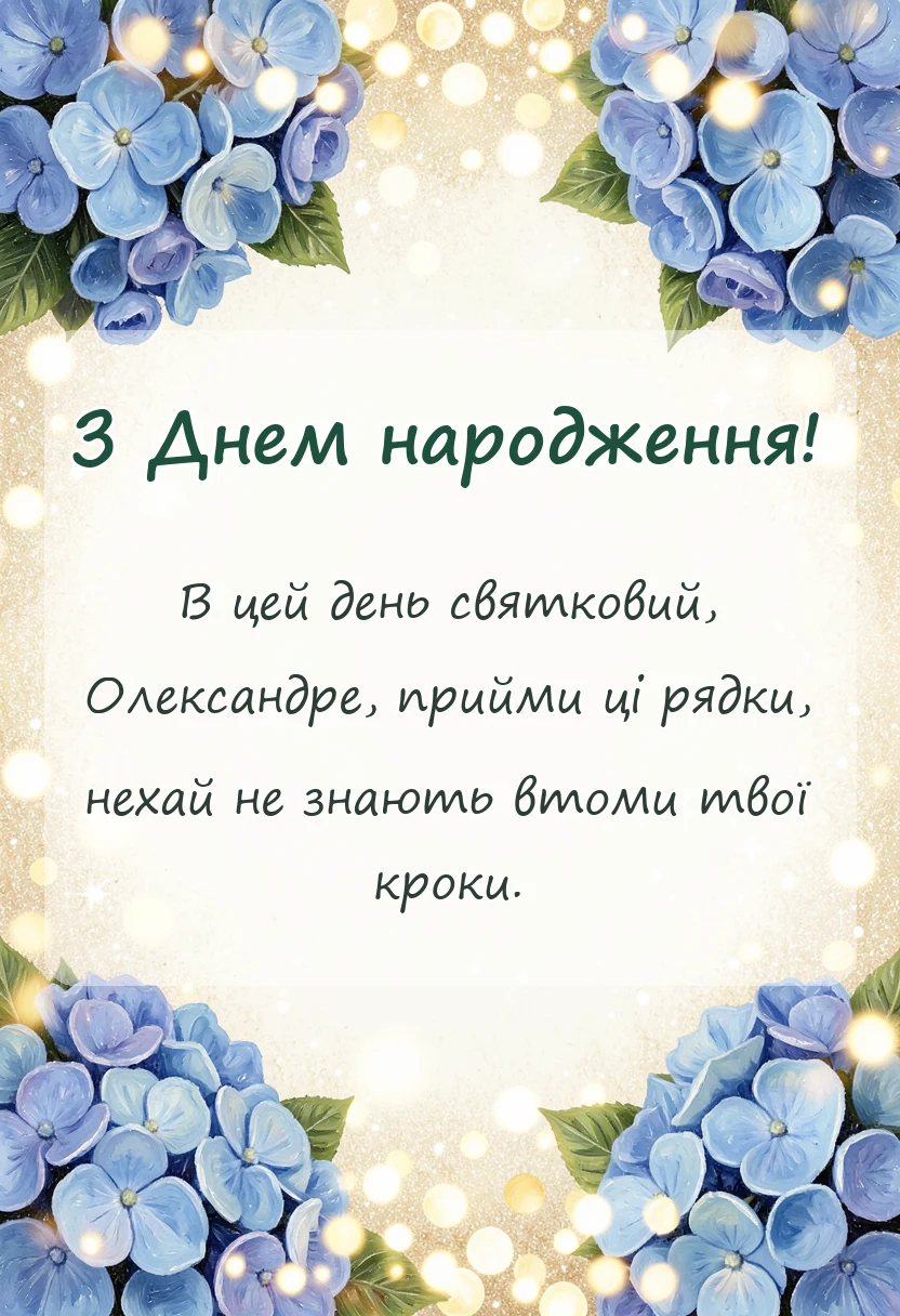 унікальна листівка - привітання з днем народження олександр
