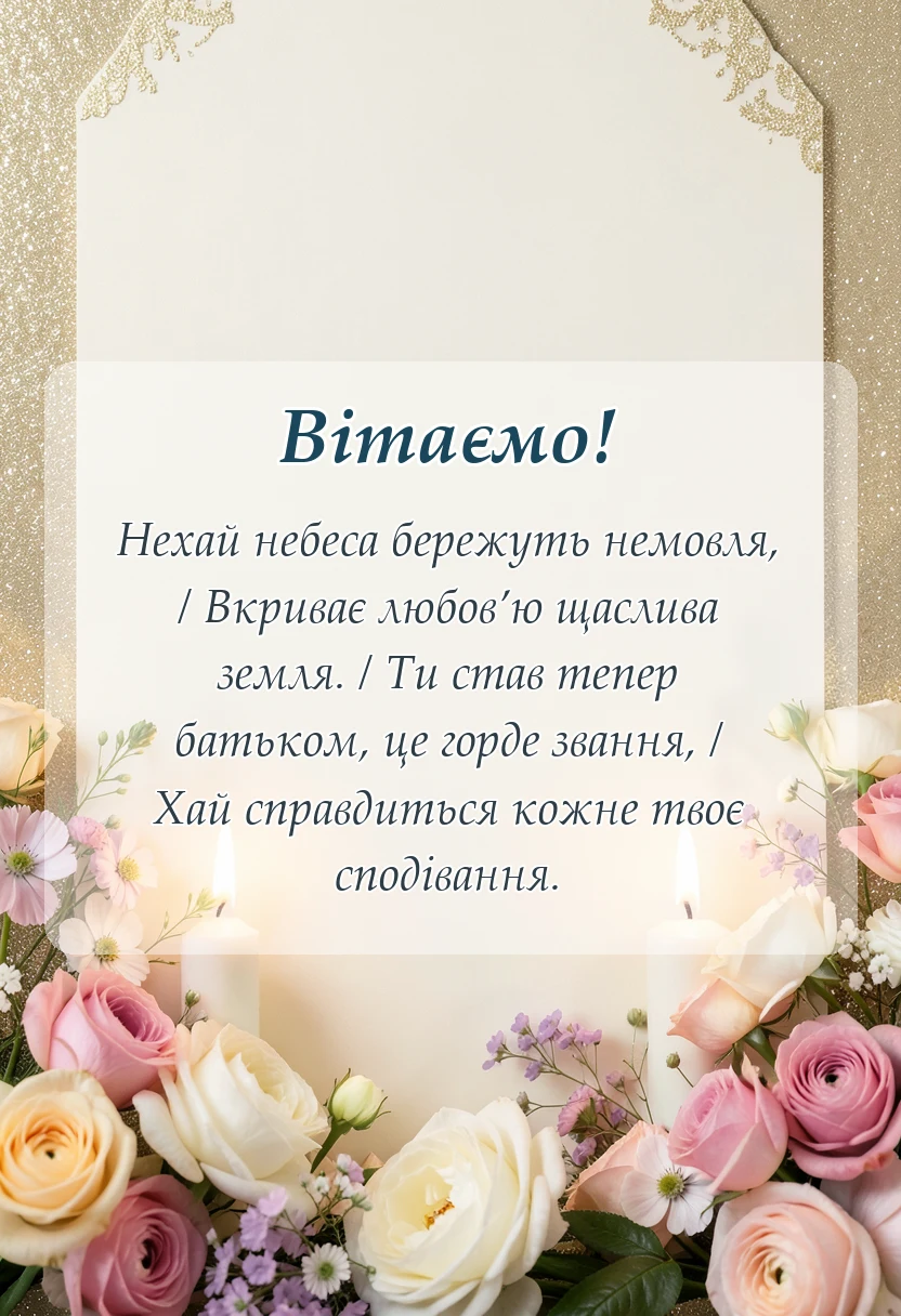 унікальна листівка - привітання з народженням сина