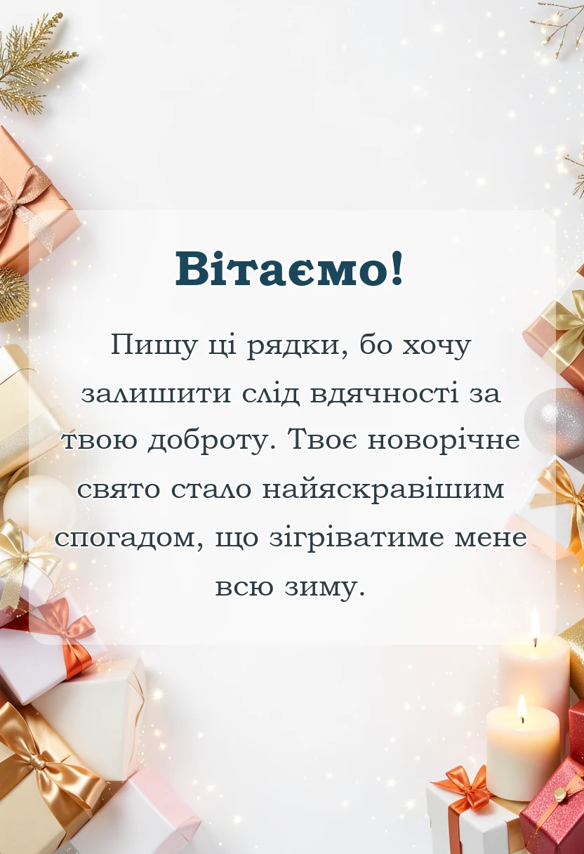унікальна листівка - подяка за новорічне свято