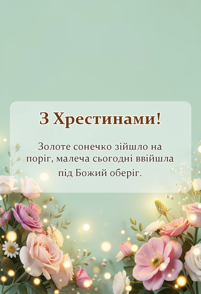 вітальна листівка - привітання на хрестини своїми словами