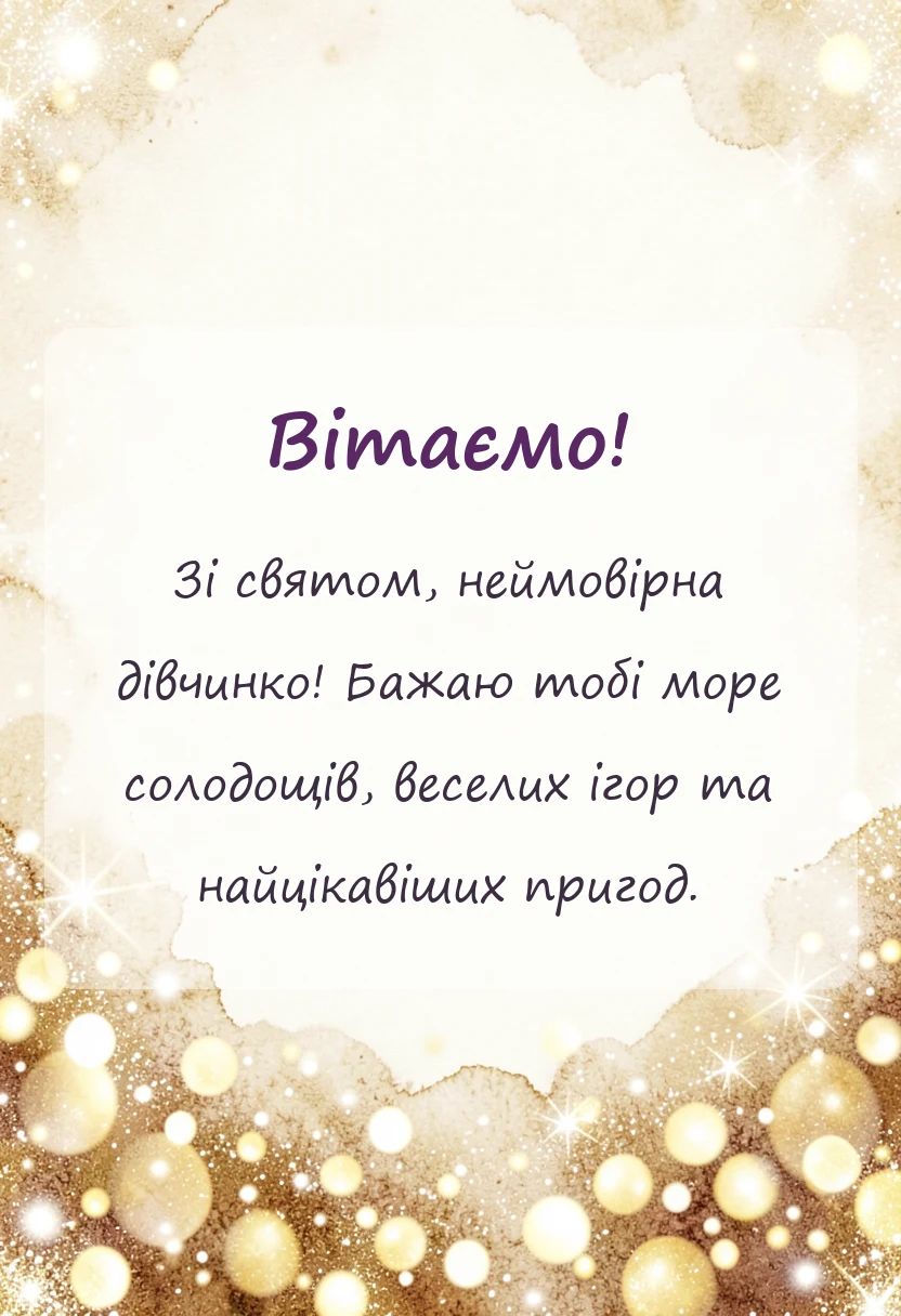 унікальна листівка - привітання з днем народження 6 років дівчинці