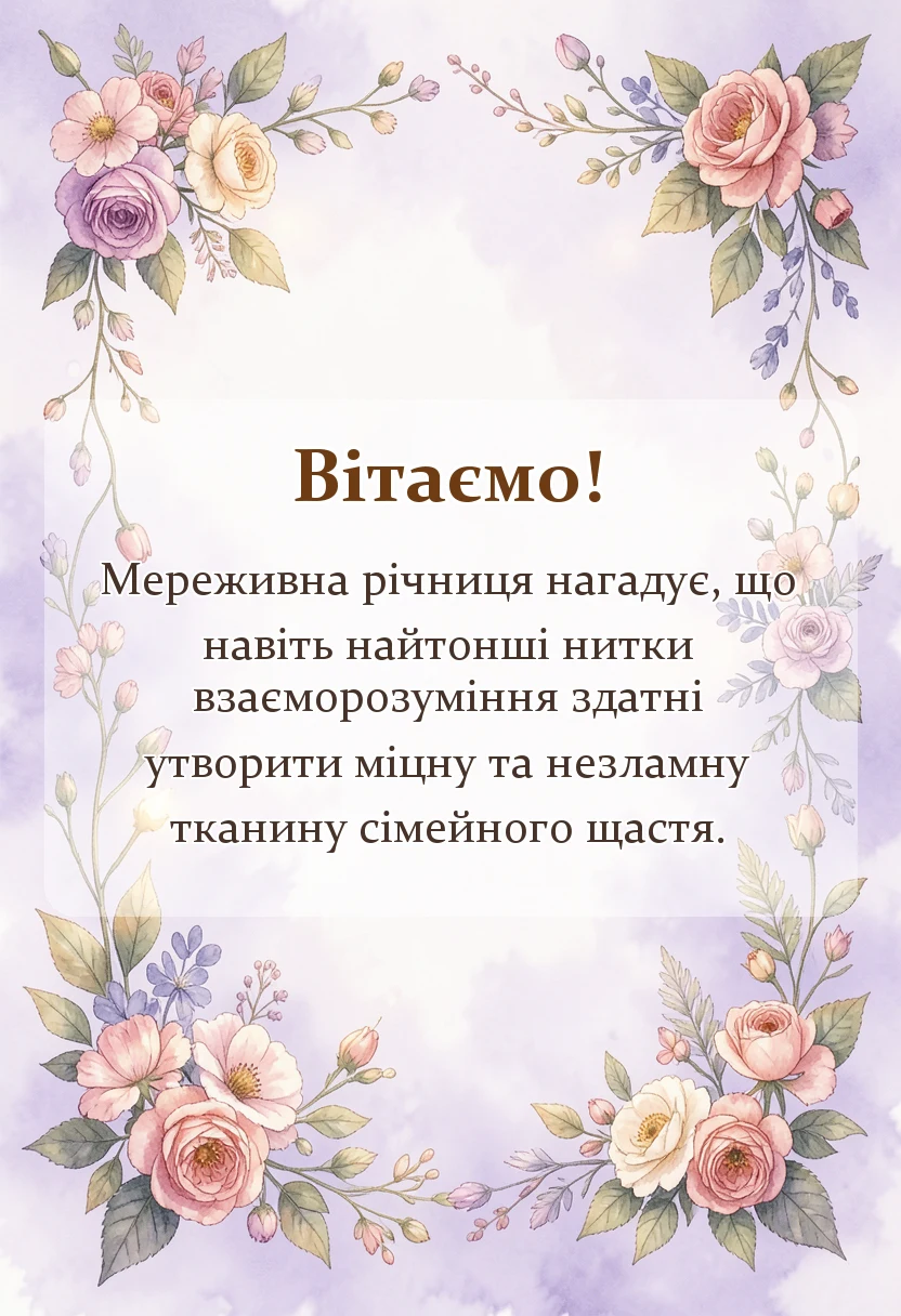 святкова картинка: привітання на мереживне весілля своїми словами
