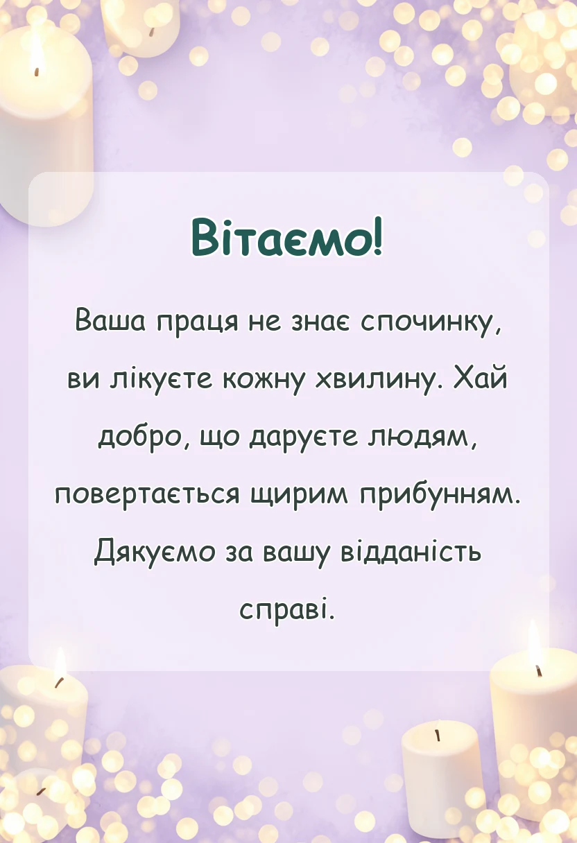 вітальна листівка - слова подяки лікарям