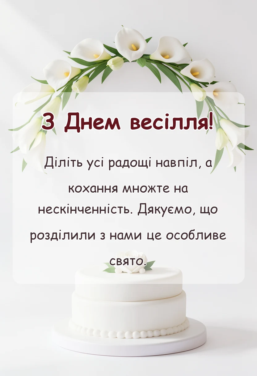 красива листівка: короткі привітання з весіллям