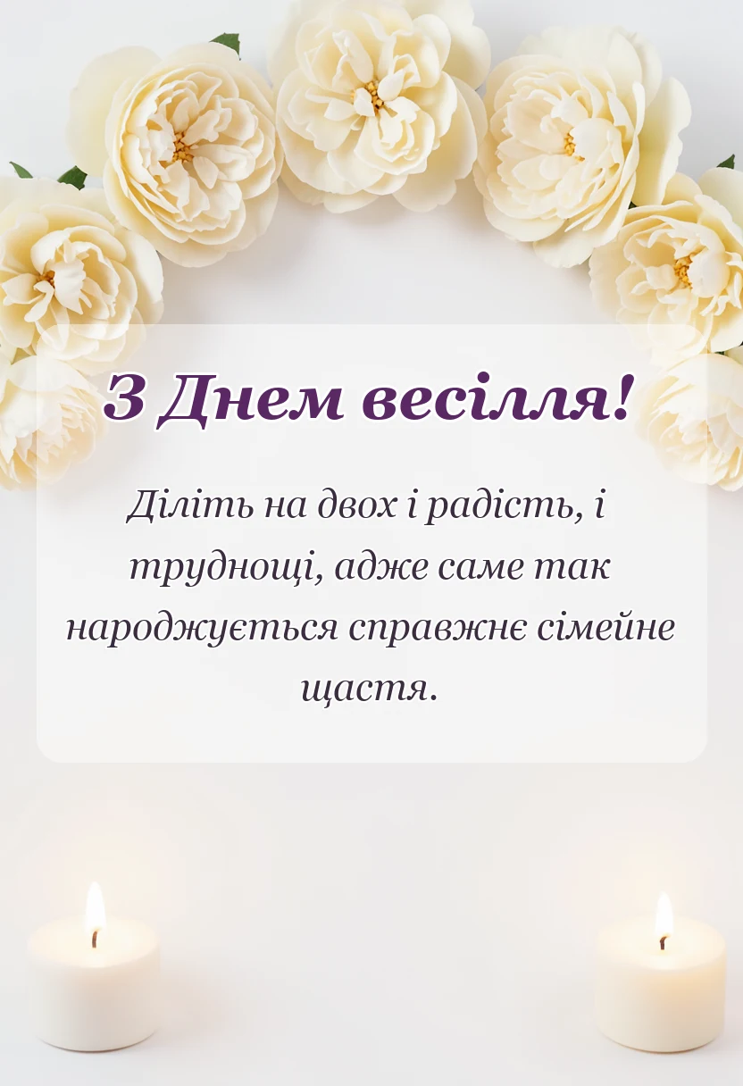 святкова картинка: привітання з весіллям в прозі