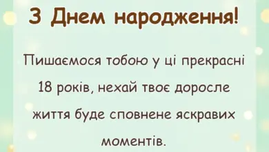 унікальна листівка - привітання з днем народження вісімнадцятиріччя від мами і тата