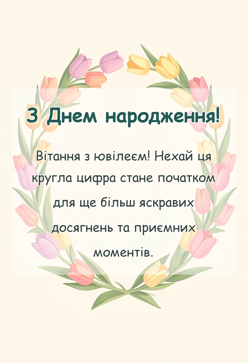 святкова картинка: привітання з днем народження з ювілеєм