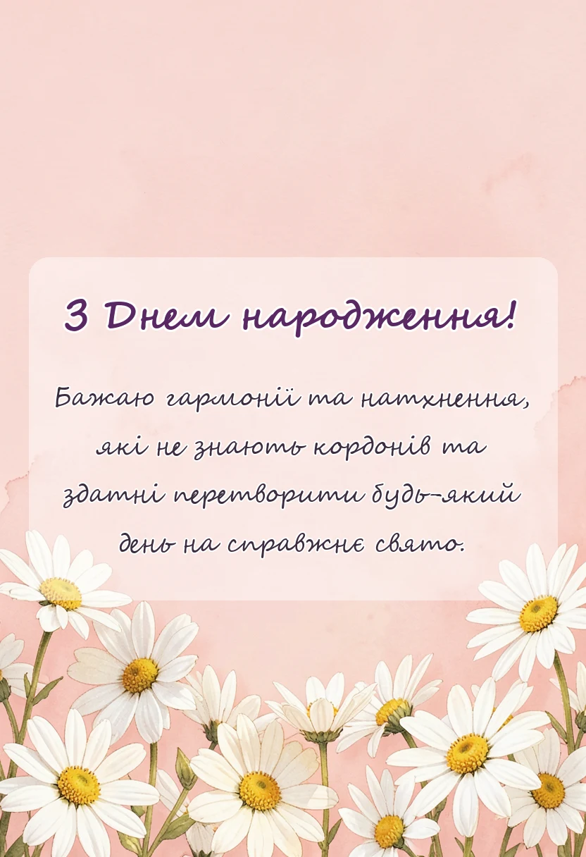 святкова картинка: привітання з днем народження на відстані