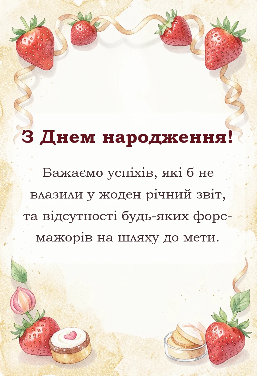святкова картинка: прикольне привітання з днем народження шефу