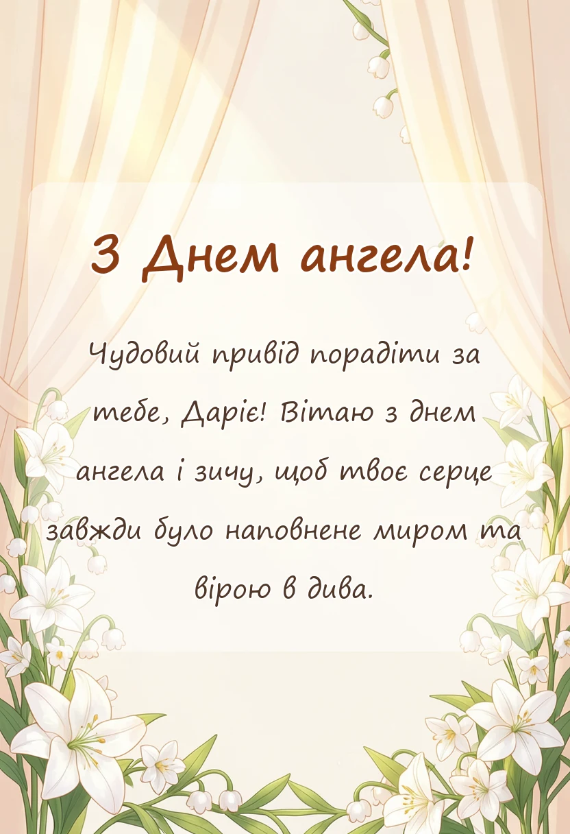 унікальна листівка - картинки з днем ангела дарії