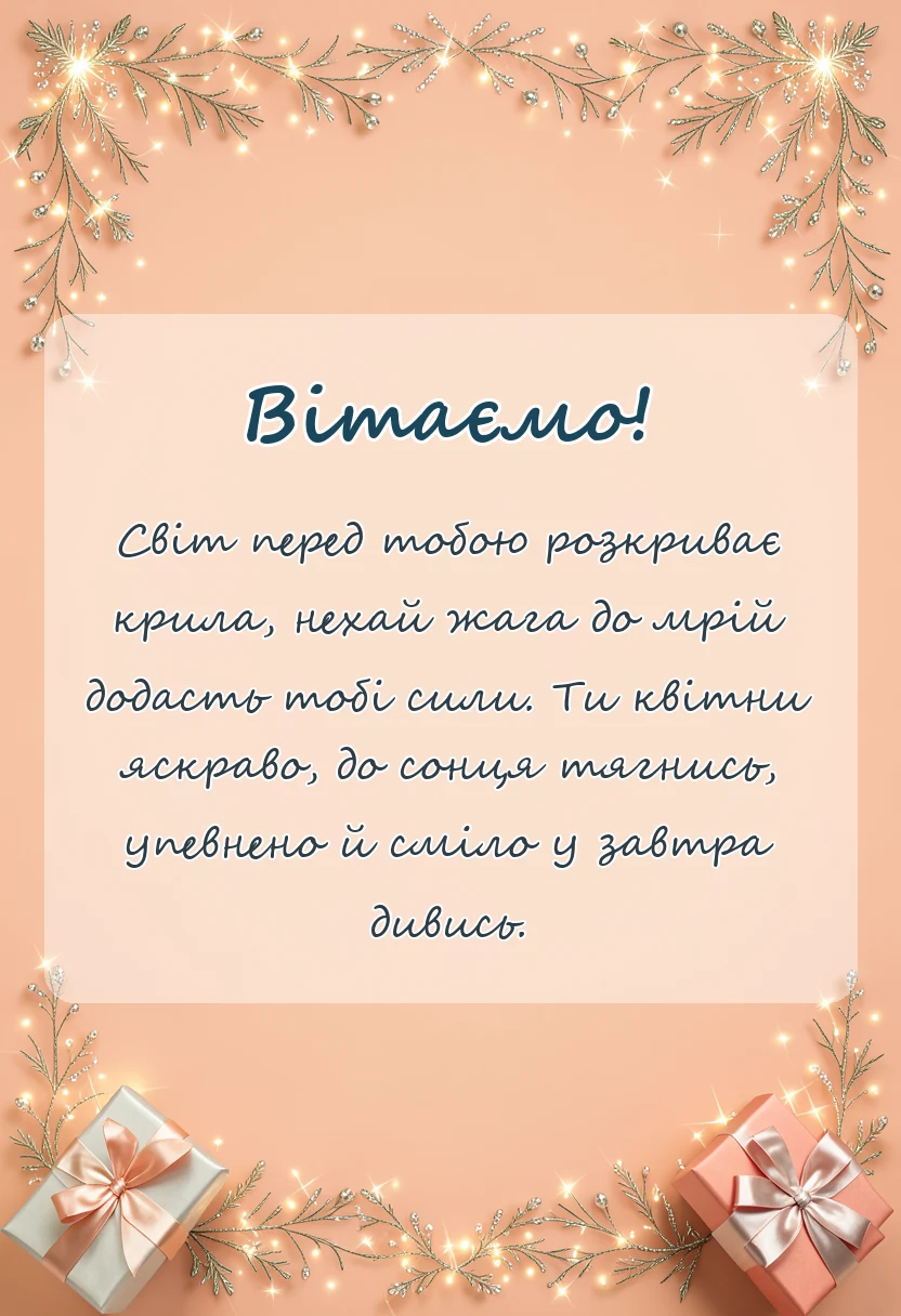 унікальна листівка - побажання випускниці