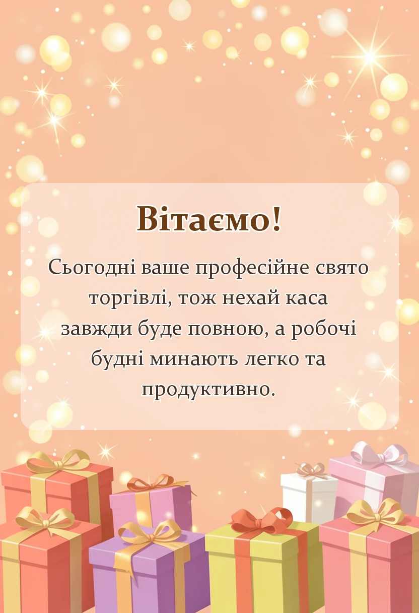 вітальна листівка - поздоровлення з днем торгівлі