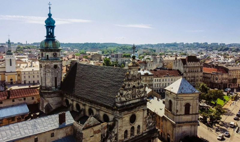 Lviv cityscape with churches